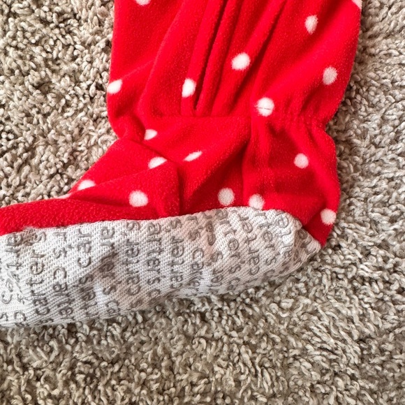Carter's Red Polka-Dot & Reindeer Holiday Sleeper Footie Pajamas size 24 months - Picture 7 of 8